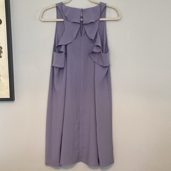 Loft Size: M Purple Sleeveless Ruffled Racer Back Swing Trapeze Dress - Picture 7 of 9